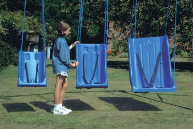 swing seats with special harnesses, safety belts, crotch straps